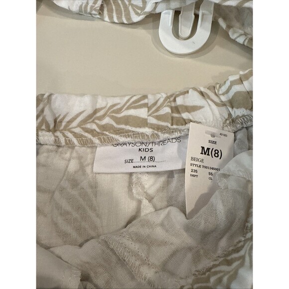 Grayson Threads Kids Girls Size M(8) Top & Shorts White And Tan 2 PC Set - Picture 12 of 14